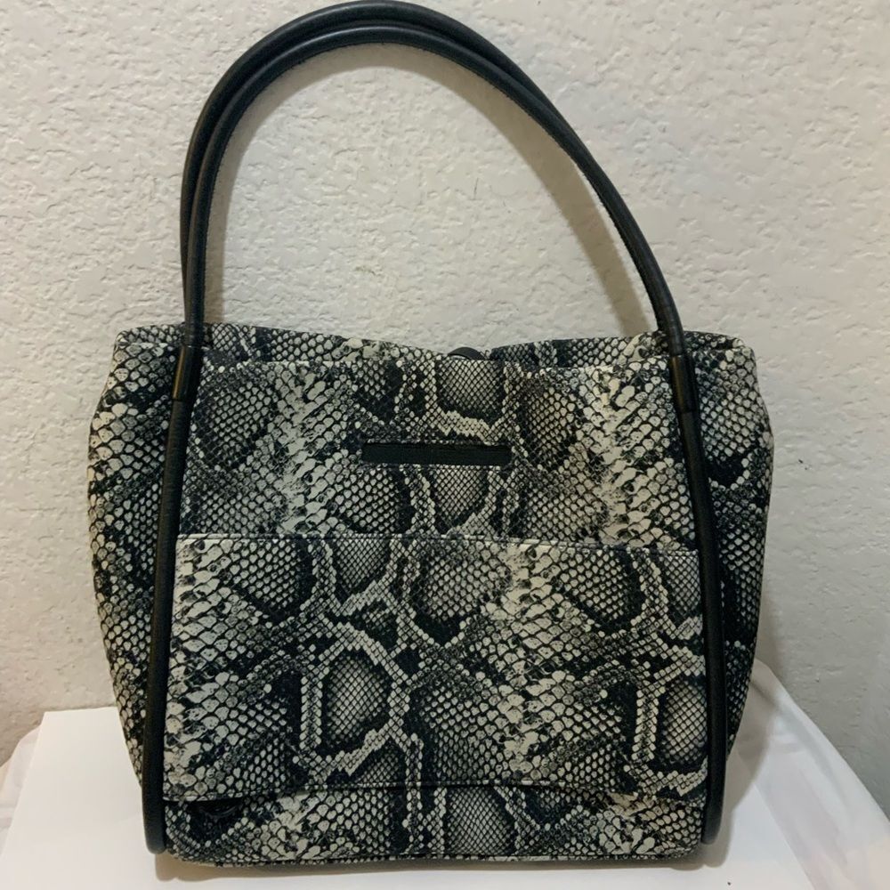 Thacker Tery Tote Black & White Python - image 1